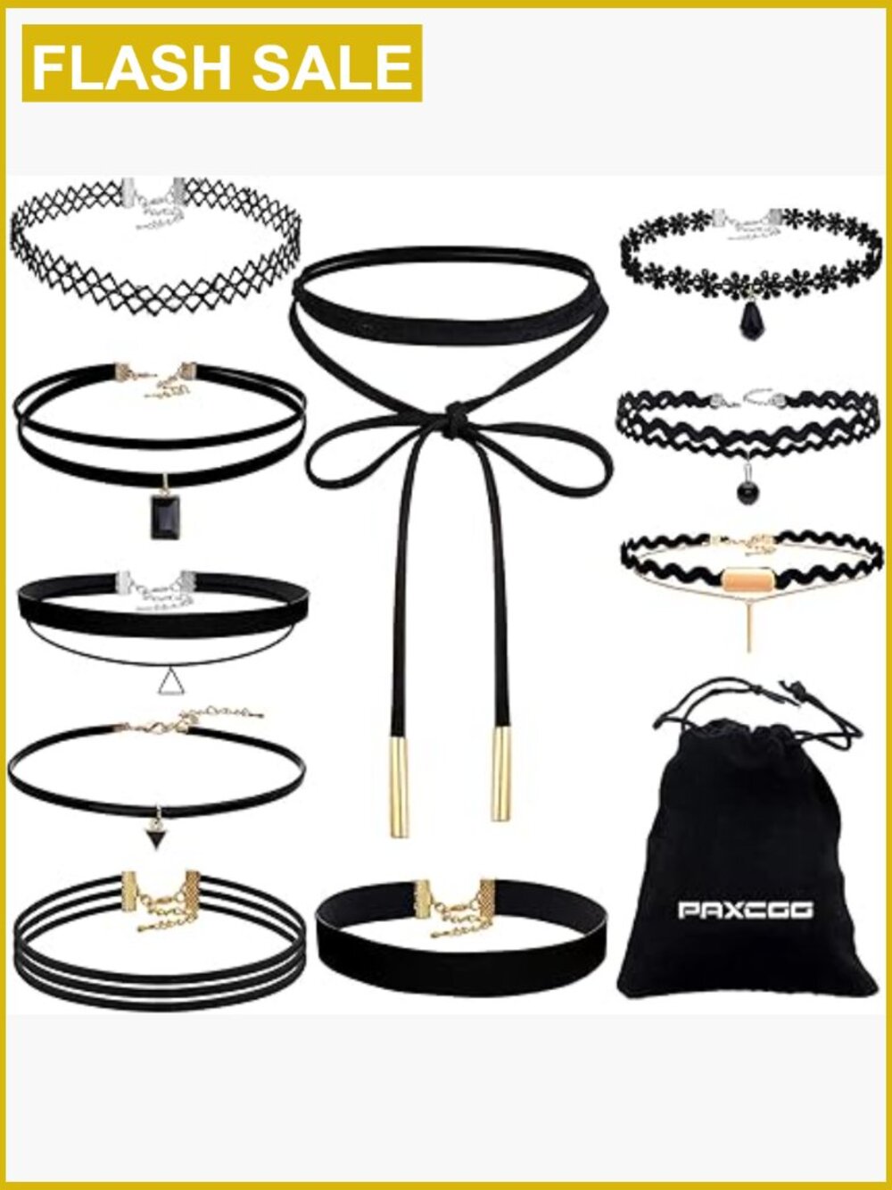 10 Pcs Velvet Choker Necklace Set with Storage Bag